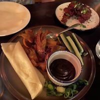 Duk pancakes and crispy chicken  at No Bones in Byron Bay