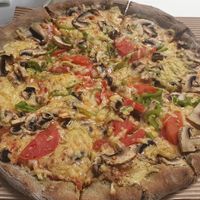 Mystic Veggie with vegan cheese at Mystic Pizza - Exarchia in Athens