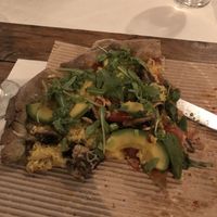 Avocado pizza with vegan cheese   at Mystic Pizza - Exarchia in Athens