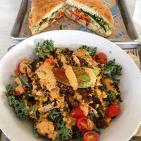 Impossible taco salad and vegan bang mi at Mendocino Farms in Campbell