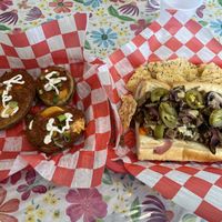 Potato skins and Philly  at Island Produce Cafe in North Palm Beach