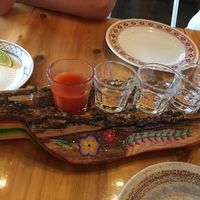 Cool tequila shots presentation “flights” at Casero Kitchen Table in Owen Sound