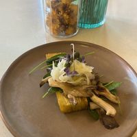 Mushrooms and herbed gratin   at Cafe Miro in Christchurch