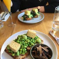 Tofu hollandaise (back) and greens on toast (front) - both super tasty  at Cafe Miro in Christchurch