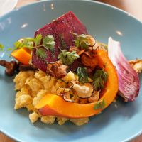 Smoked polenta with vegetables at Itsy Bitsy in Lille