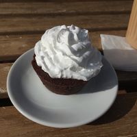 Fondant au choc et chantilly vegan at Herbosaurus in Rennes