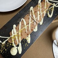 Rollito de harina de castañas con mayonesa de coliflor  at Life Bistrot in Volterra