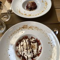 Tiramisu & orange, almond and carrot pie   at Life Bistrot in Volterra