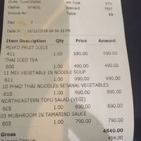 Our bill for the disastrous dinner at Nara Thai Cuisine in Colombo