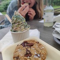 Soft ice-cream and a chocolate cookie at Glutenfria Paradiset in Ystad