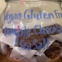 Vegan Gluten Free Double Chocolate Sea Salt Cookies at Linnaea's Cafe in San Luis Obispo