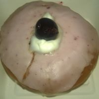 Black cherry coconut cream donut at Glazed in Newcastle Upon Tyne