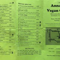 Menu 1  at Anna's Vegan Cafe in Sacramento