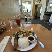 Lunch special with Thai Iced Tea  at Anna's Vegan Cafe in Sacramento