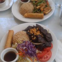 top: Sautéed Green Bean Tofu; bottom: Grilled Wonder at Anna's Vegan Cafe in Sacramento