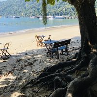 Some tables are right on the beach  at Atelie Cafeteria in Rio De Janeiro