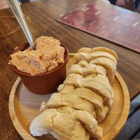 bread with tomato hummus at Atelie Cafeteria in Rio De Janeiro
