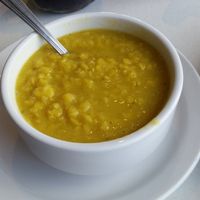 Soup that was forgotten and brought out later.  at Yoolkies in Dollard-des-ormeaux