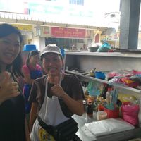 Stall owner :) at Miri Central Market - Vegetarian Stall in Miri