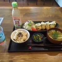 Nice vegan set. at Raku Robi Kitchen in Naha