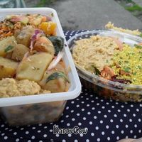 Large and small boxes full of amazing fresh vegan stuff! at Estin in Copenhagen