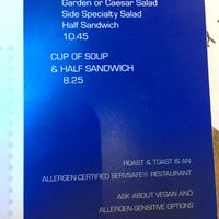 “Ask about vegan options” at the bottom. They will help you modify things on the menu to make them vegan at Roast and Toast Cafe in Petoskey