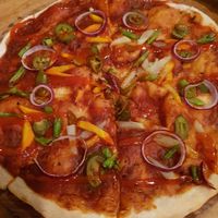 Veg pizza no cheese at Monkey Business in San Juan Siquijor
