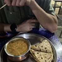 Daal fry with potato paratha  at Spice Nepal in Pokhara