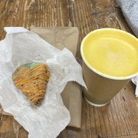 Carrot cake scone and a turmeric chai  at Third Coast Bakery in Traverse City