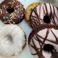 Variety of donuts and chocolate chip cookie at Third Coast Bakery in Traverse City