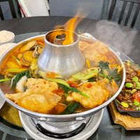 Vegan charcoal hotpot herby tomato base at New Fut Kai Vegetarian 新佛界素食 in Central Singapore