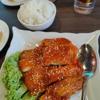 Vegan duck with rice at New Fut Kai Vegetarian 新佛界素食 in Central Singapore
