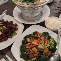 Coconut Hot Pot, Gong Bao lion's mane, 3 mushrooms at New Fut Kai Vegetarian 新佛界素食 in Central Singapore