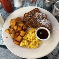 Vegan French toast, potatoes, and just eggs. Vegan sausage (not photographed).  at Betty's in Buffalo
