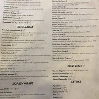 The menu at Vitali in Panama City