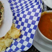 Veggie wrap with daily soup at Cafe 59 in Buffalo