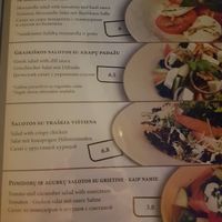 Menu at Zuvele in Juodkrante