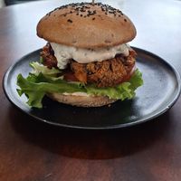 Crispy Portobelo burger at Cafe Mutin in Geneva