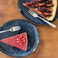 Lemon Cheesecake and a dessert special they had that week - plum tart   at Cafe Mutin in Geneva