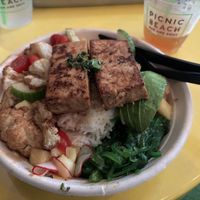 Vegan bowl. They should do a teriyaki marinade and not the rice wine vinegar.  at Picnic Beach in Gulf Shores