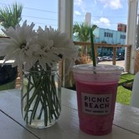 Great smoothie with a cute view!  at Picnic Beach in Gulf Shores