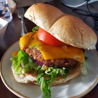Impossible burger (take-out) at Picnic Beach in Gulf Shores