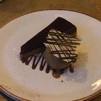 The vegan option for dessert with a silky and rich chocolate-orange tort with coffee ice cream! at The Walrus in Brighton