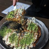 Okonomiyaki at Matsuri in Osaka