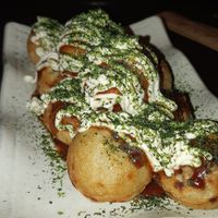 Traditional okonomiyaki minus the fish. at Matsuri in Osaka