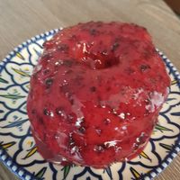 Berry glazing at Daddy Donut x Churros Cartel in The Hague