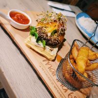 fishburger on a waffle  #Veganuary at Manna 68 in Gdansk