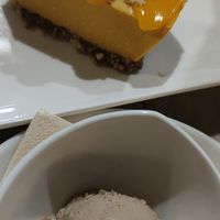 Mango cheesecake and ice cream at Manna 68 in Gdansk