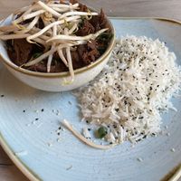 VEGAN "DUCK" & VEGETABLES IN SWEET AND SOUR
SAUCE, SERVED WITH BASMATI RICE  at Manna 68 in Gdansk