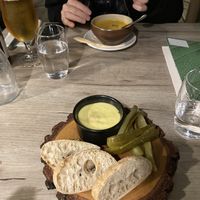 Lentil and truffle foie gras and pumpkin soup   at Manna 68 in Gdansk
